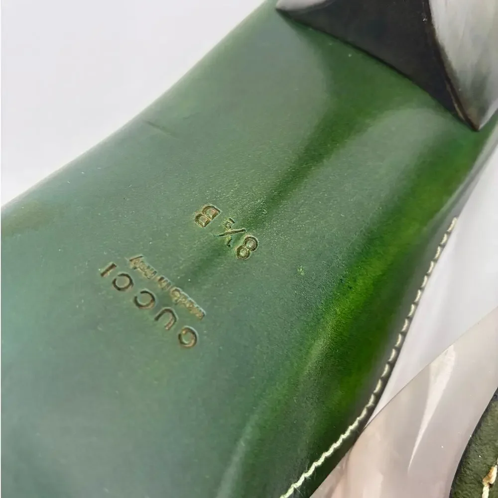 8.5 Vintage Gucci GG Monogram Canvas PVC Green & Brown Mules